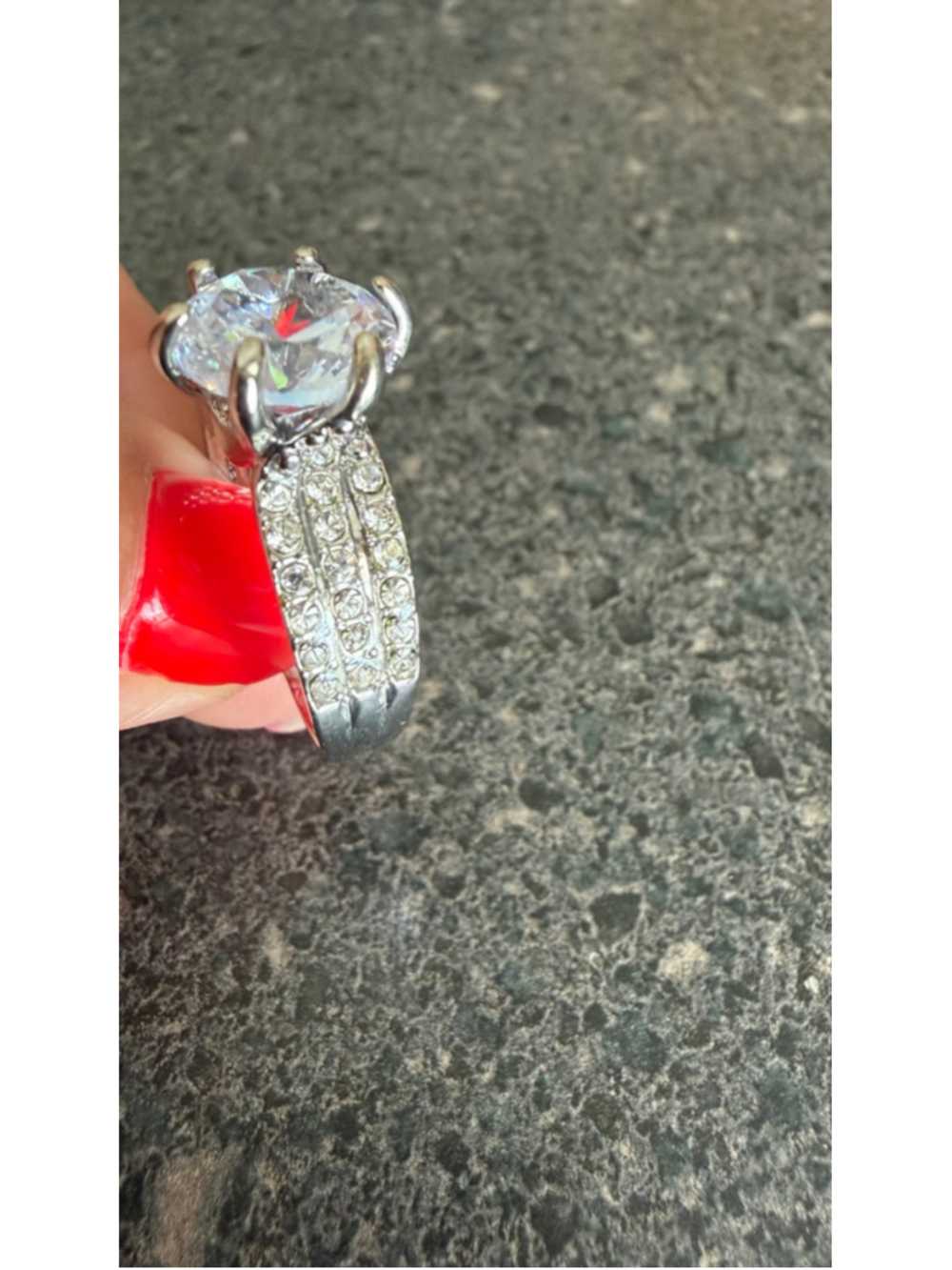 Women's Unbranded Silver and Clear Rhinestone Ring, One Size 8 - Picture 6 of 7
